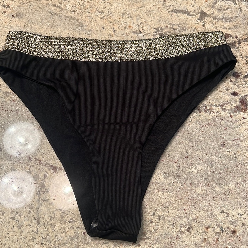 Gold & Black Swim Bottoms